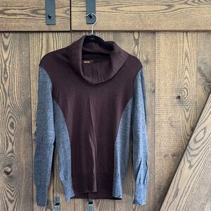 100% wool Cowl Neck Sweater - Chocolate and Charcoal